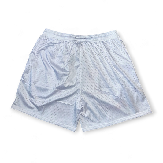 WHITE AND PINK LOGO SHORTS